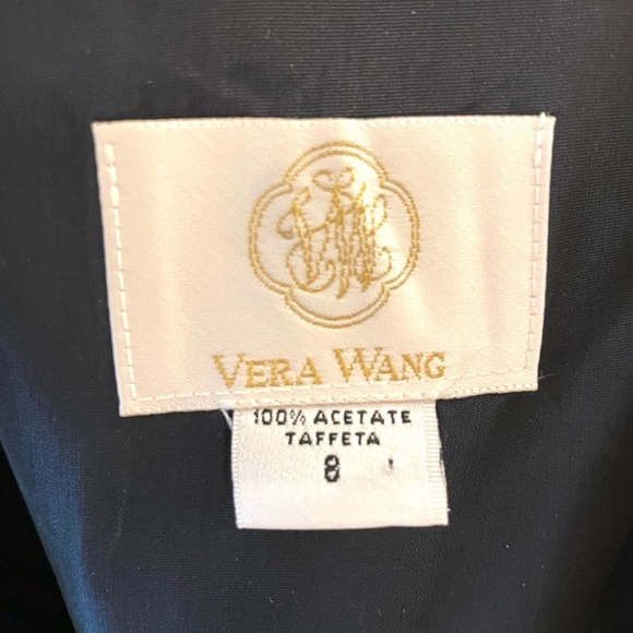 Vera Wang Vintage Black Blue Taffeta Gown Size 8 Fits 4 Formal Dress - Picture 12 of 13